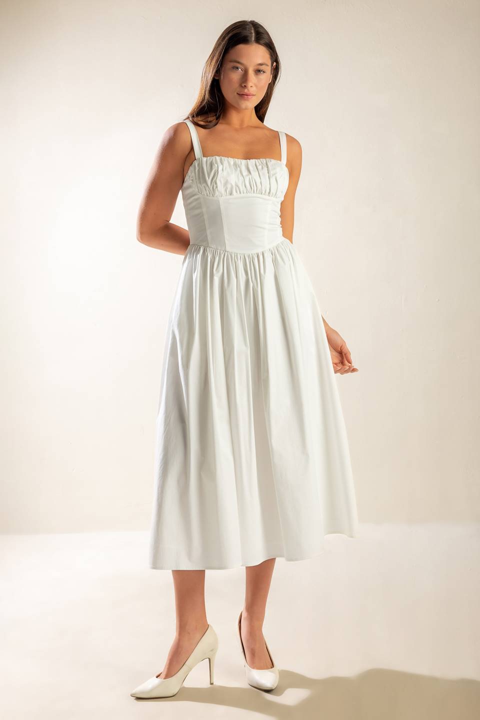 EASILY LOVED WOVEN MIDI DRESS Flying Tomato